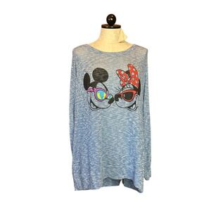 Disney Parks Mickey Minnie Mouse Blue Marl Knit Sweater‎ Top Plus Sz 3X